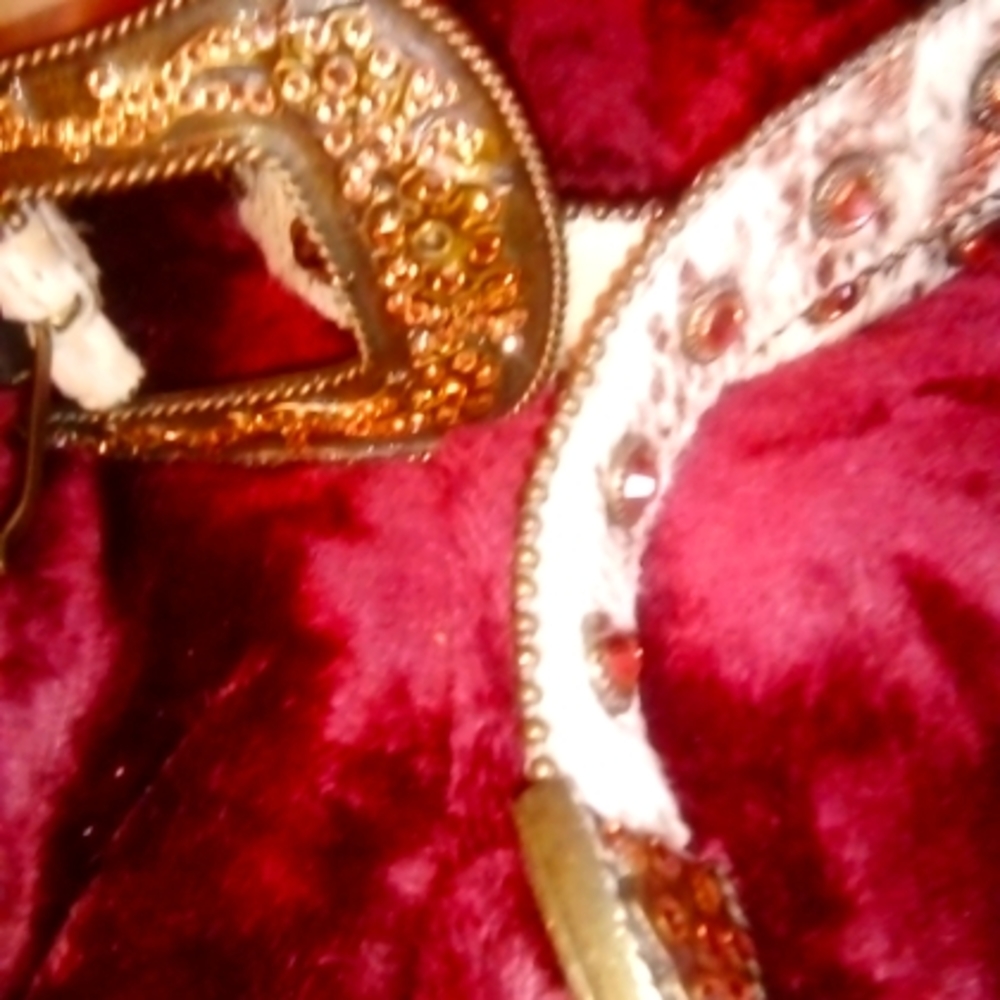 Genuine Leather Belt with Gems .By LEATHROCK .Gems Size S32